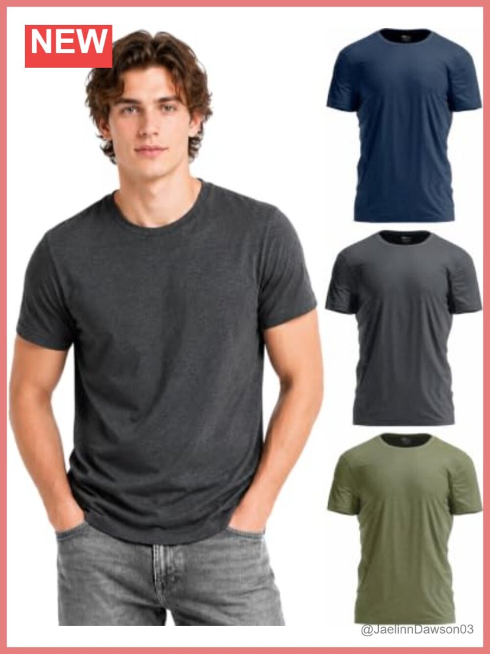 CVC Cotton Blend Fitted Crew Neck Short Sleeve Tees Multipack 3 Pack